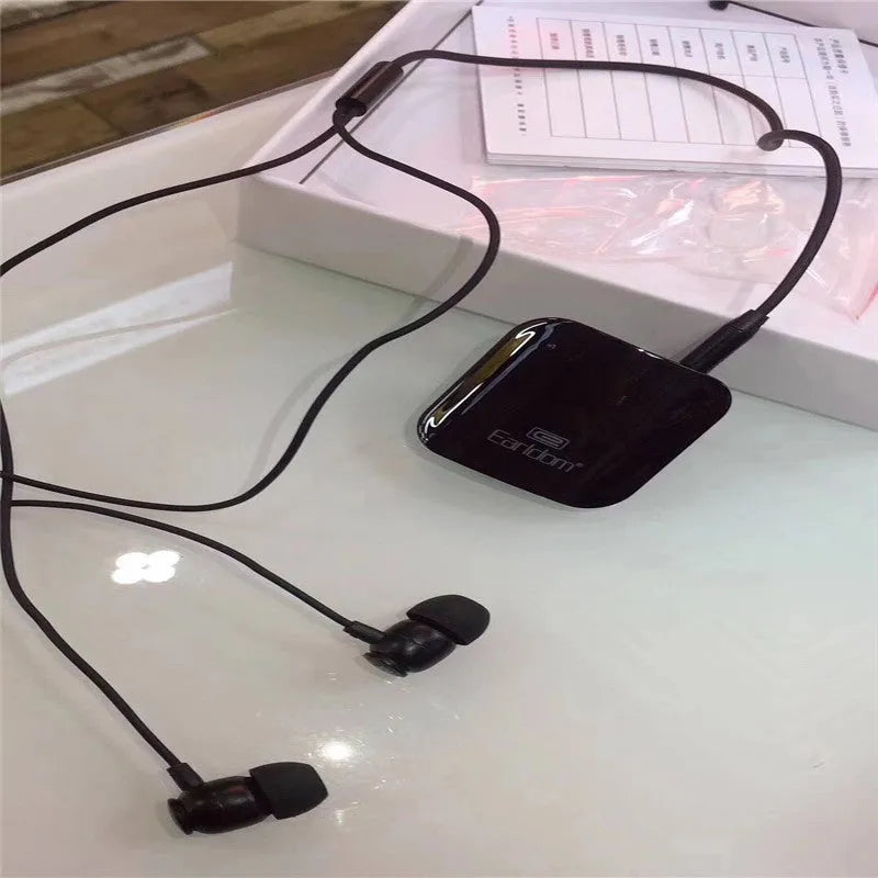 Bluetooth audio receiver running headphones with lavalier design in black, grey, and red colour options