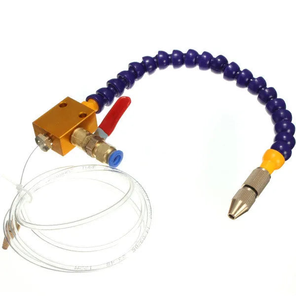 Coolant spray nozzle for etching machine with thin nozzle and standard fixture on 8mm duct