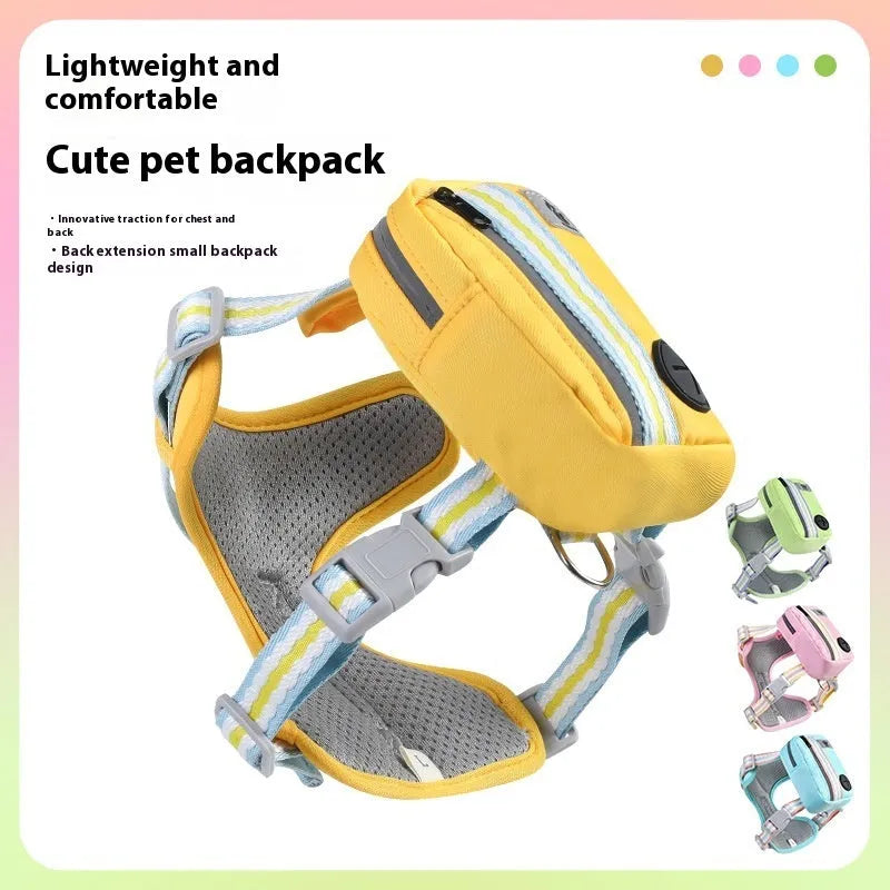 Explosion-proof anti-strangulation dog harness with traction rope in Oxford cloth