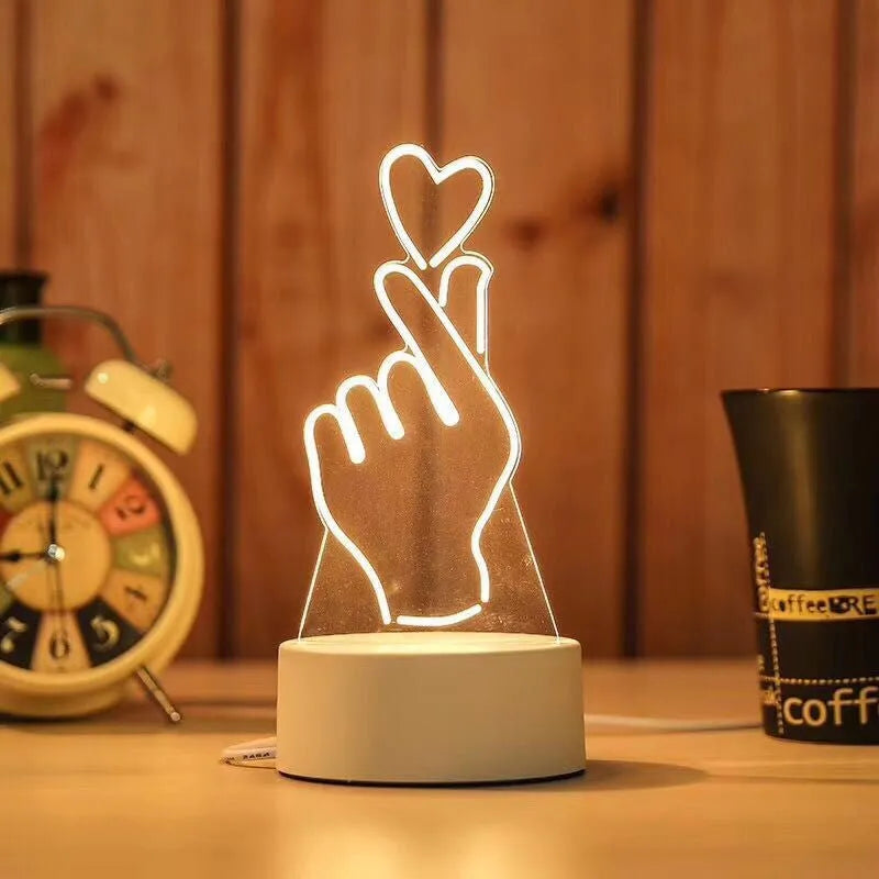 USB acrylic night light 4W touch control three colour temperatures bedside decoration 20x17.5cm