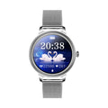 AK38 ladies smart watch with stainless steel wristband and 1.09-inch display