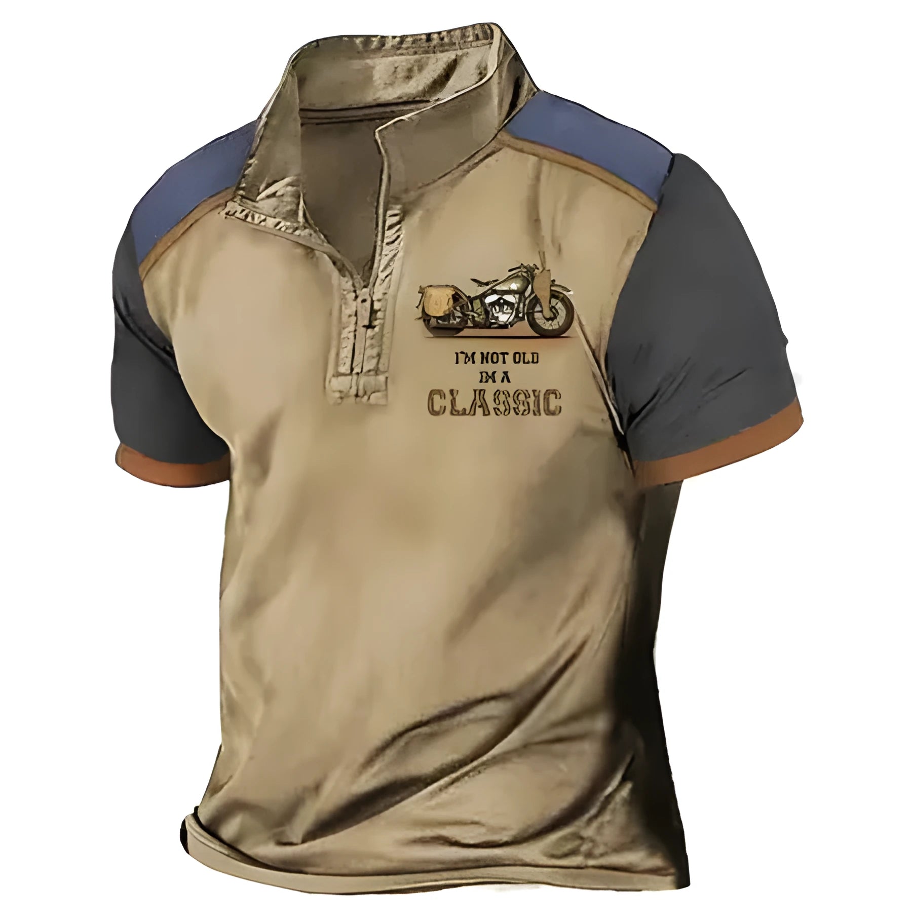 Men's 3D printed golf polo shirt in loose fit pullover style with solid colour background