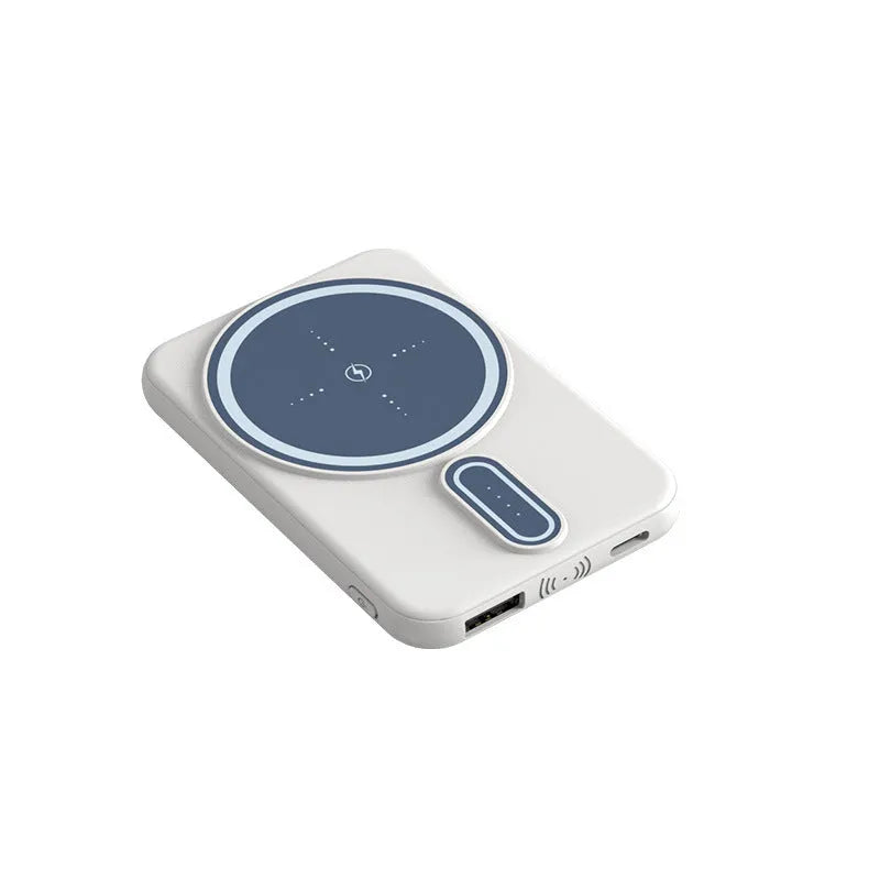 Compact 5000mAh portable power bank with polymer battery, multi-U ports, plastic shell, 93x62x14mm, in four colours