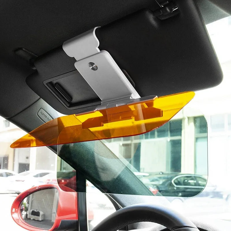 Anti-glare car sun visor with acrylic lens and telescopic installation components