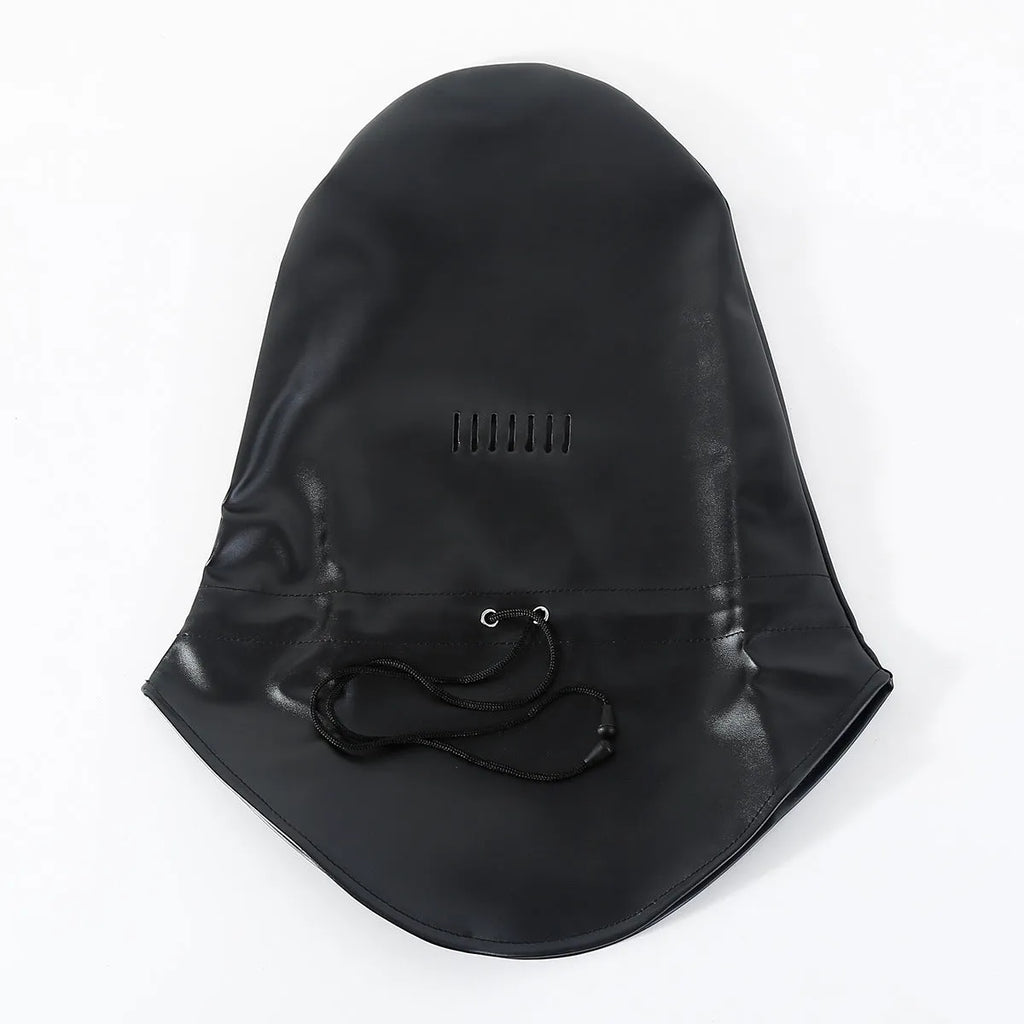 Black leather bondage mask for BDSM and fetish role play
