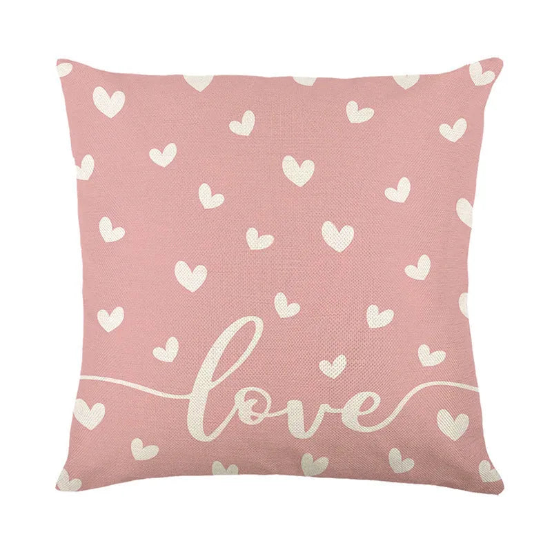 Square plaid heart print Valentine's Day decorative pillow cover measuring 45x45cm.