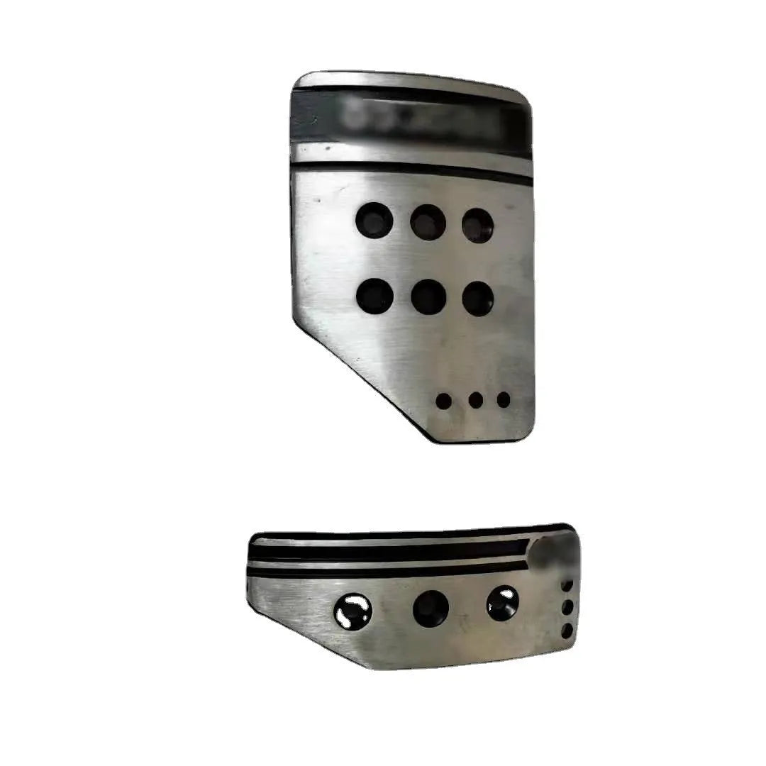 Aluminium alloy manual transmission car pedal set showing brake, accelerator and clutch