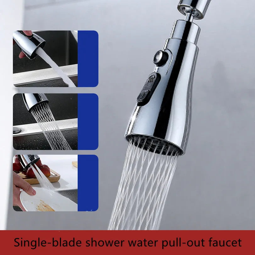 Universal pressurised kitchen faucet sprayer nozzle with rotating head in matte black finish