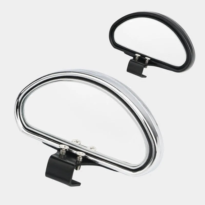 Car rear view auxiliary convex wide angle mirror in black plastic and glass