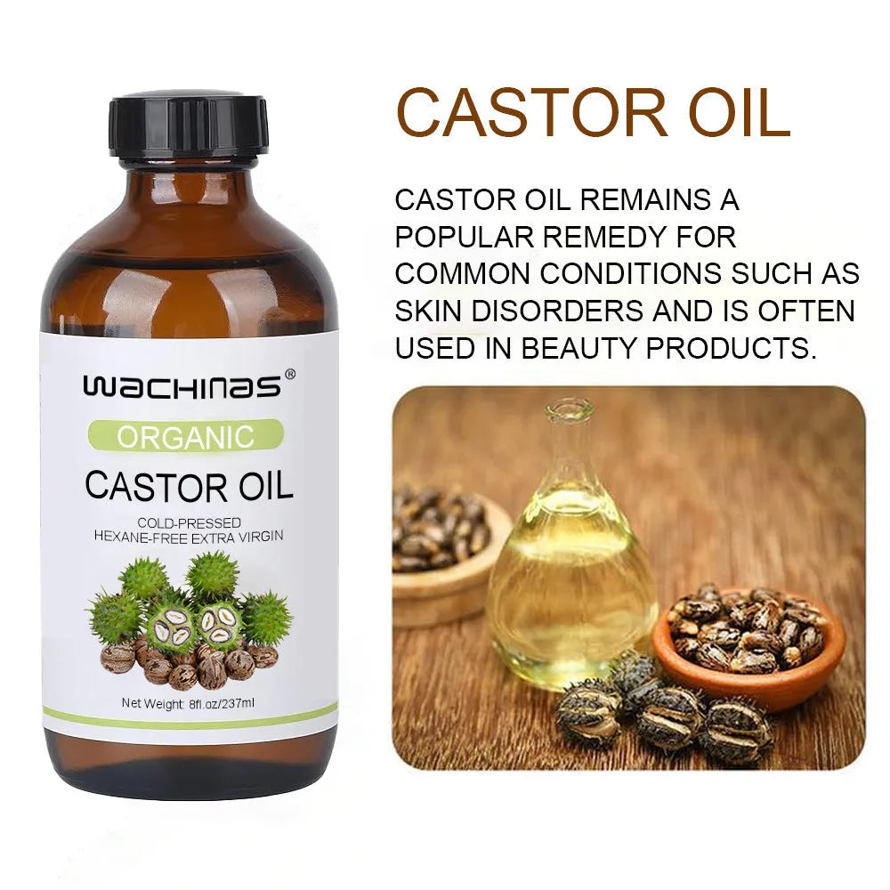 Organic cold pressed castor oil 237ml bottle for moisturising skin and hair