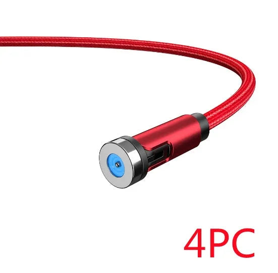 Essager rotating magnetic USB charging cable with blue LED light showing 540° rotation capability