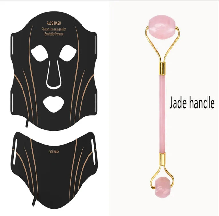 Black gold facial mask IPL device with silicone construction and LED lights