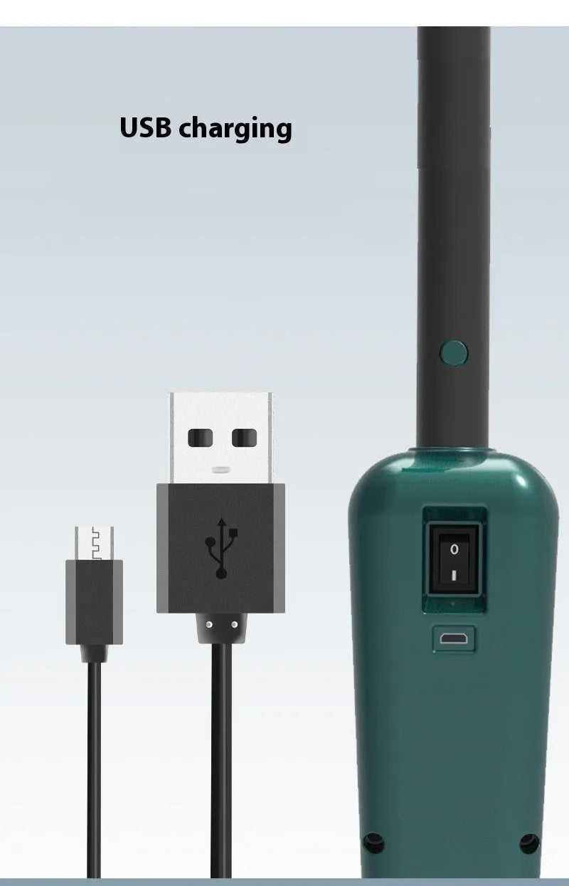 Lazy wireless floor sweeping and mopping machine in S5 green colour with USB charging cable