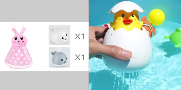 Automatic water-sensing whale bath toy with spray, lights, and music functions for baby bath time