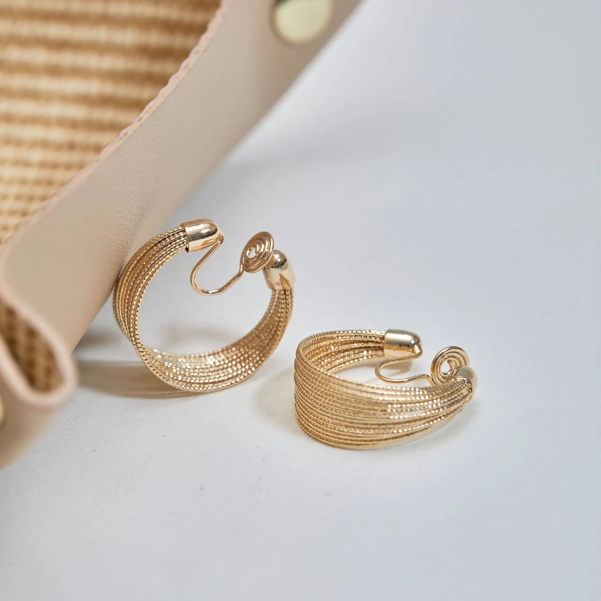 Geometric copper electroplated earrings for women in gold or silver finish with stud and clip options