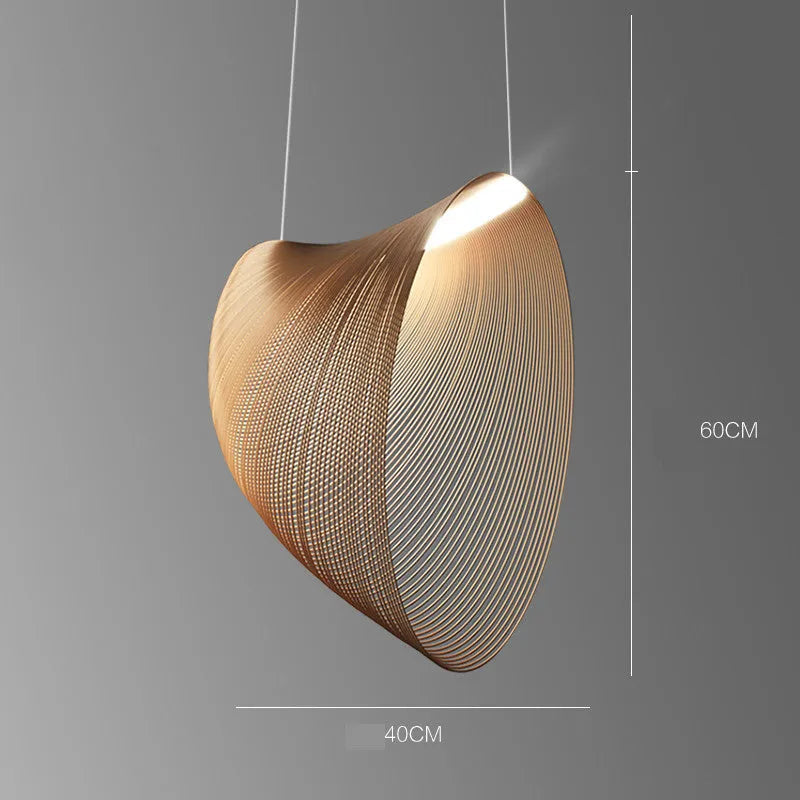 Nordic modern simple wooden LED chandelier with PMMA lampshade for dining room table