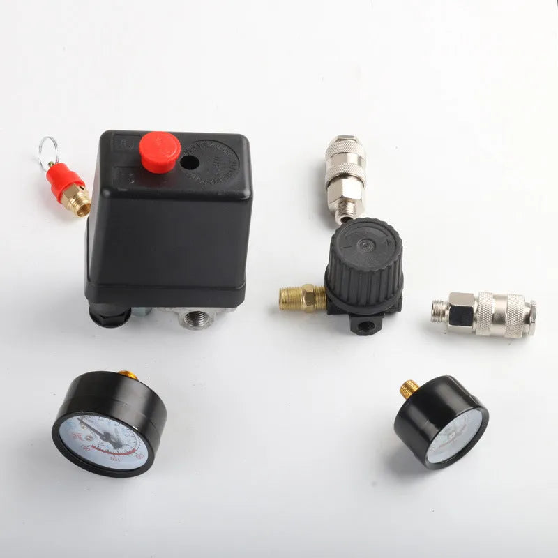 European style air compressor pressure regulating valve accessory with specifications visible