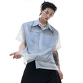 Blue solid colour half sleeve summer shirt with loose fit design