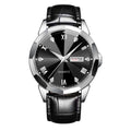 Business men's double calendar quartz watch with stainless steel strap and mineral glass face, available in multiple colours
