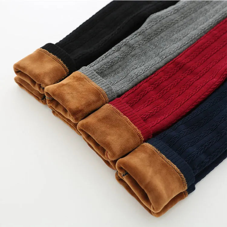 Children warm winter leggings in thick cotton, elastic waist, available in Bordeaux red, navy blue, black, gray, sizes 90-140cm for girls 2-10 years