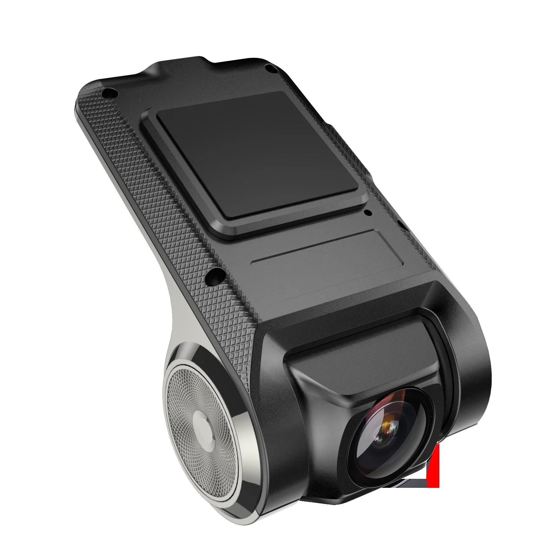 Black USB hidden car DVR recorder with built-in WiFi, GPS, and wide-angle lens on a dashboard