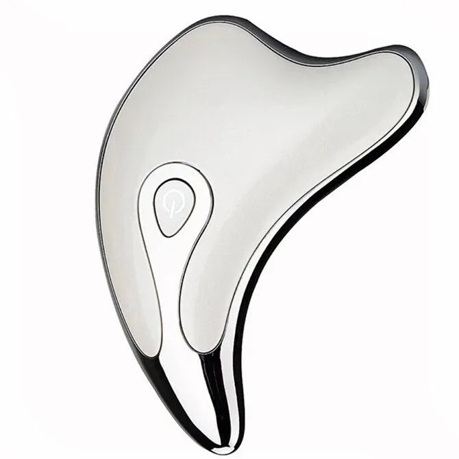 Electric gua sha facial massager with LED light and microcurrent, natural buffalo horn, 10.5 cm, pink finish