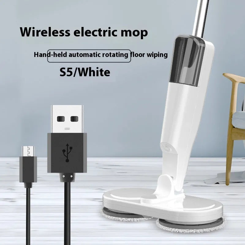 Lazy wireless floor sweeping and mopping machine in S5 green colour with USB charging cable