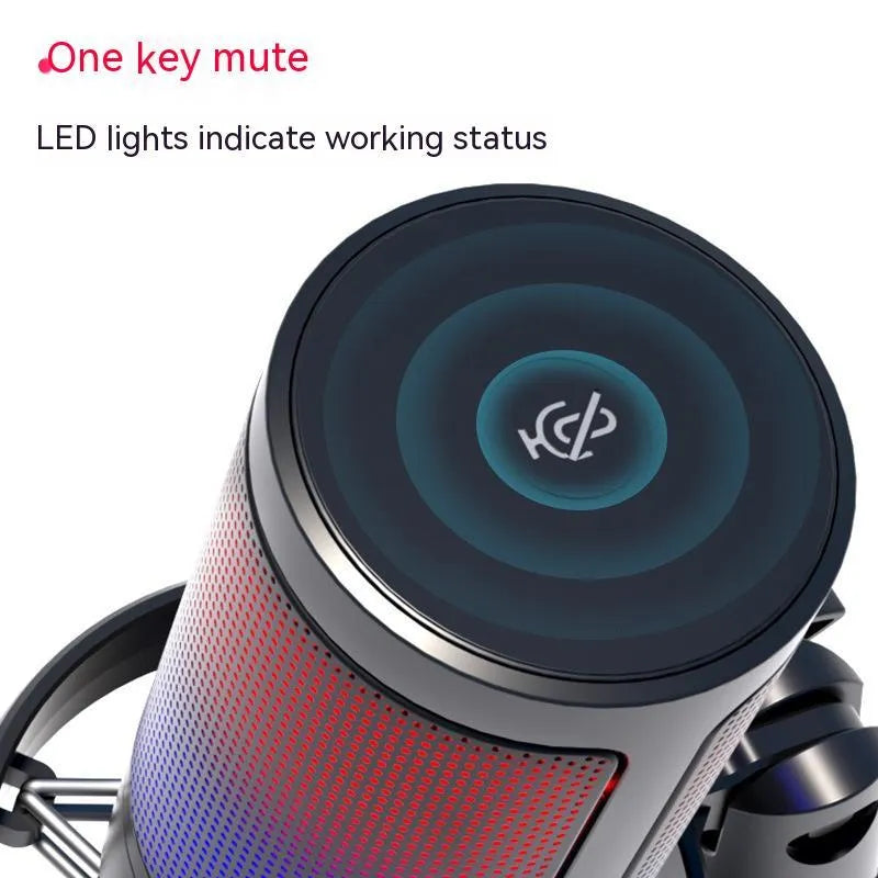 RGB condenser USB microphone for streaming in black, white or pink with 150cm cable