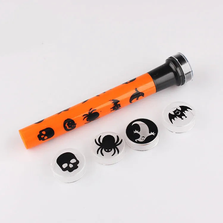 Orange metal pumpkin skull flashlight projection lamp for Halloween