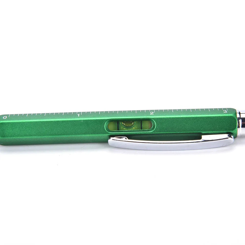 Multi-function 6 in 1 touch screen stylus ballpoint pen with spirit level and screwdrivers in black, blue, green, red, silver, yellow