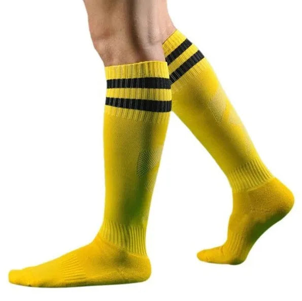 Pair of football training socks in adult size made from 63% polyester fibre