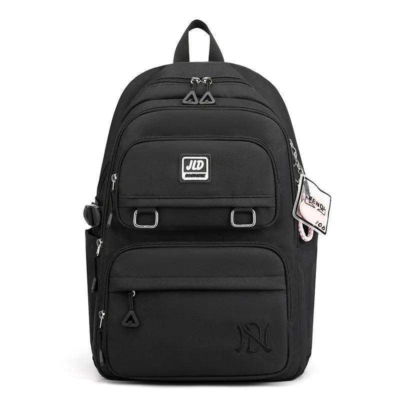 Large capacity girls' school backpack in nylon with physiological curve backplate and multiple colour options