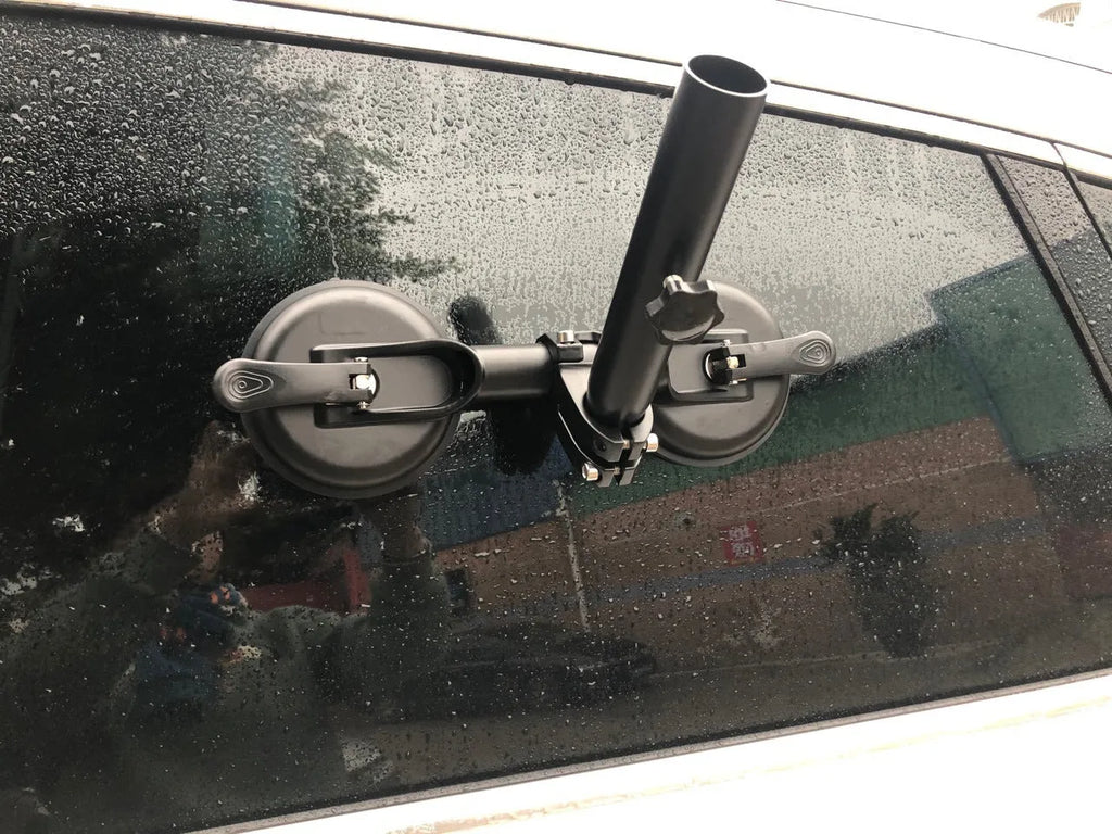 Black off-road car glass sucker flag mount base with round suction cup for vehicle window attachment