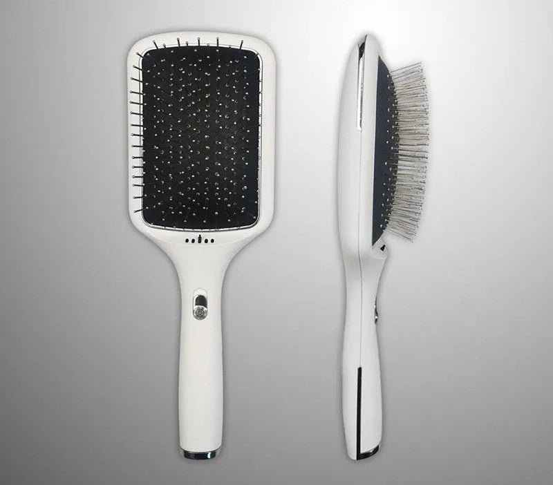 Black wireless charging straight hair comb with negative ions and tourmalene ceramic heat conductor