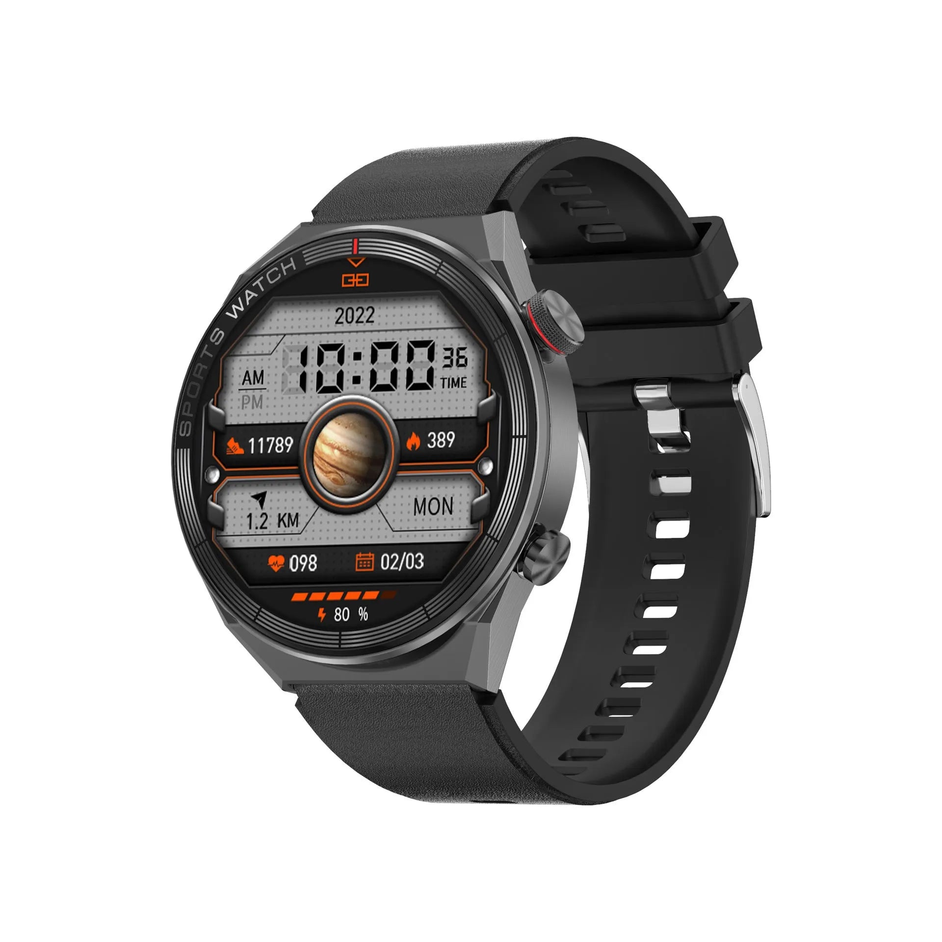 46mm Bluetooth smart watch with 1.5 inch HD screen showing interface display on wrist