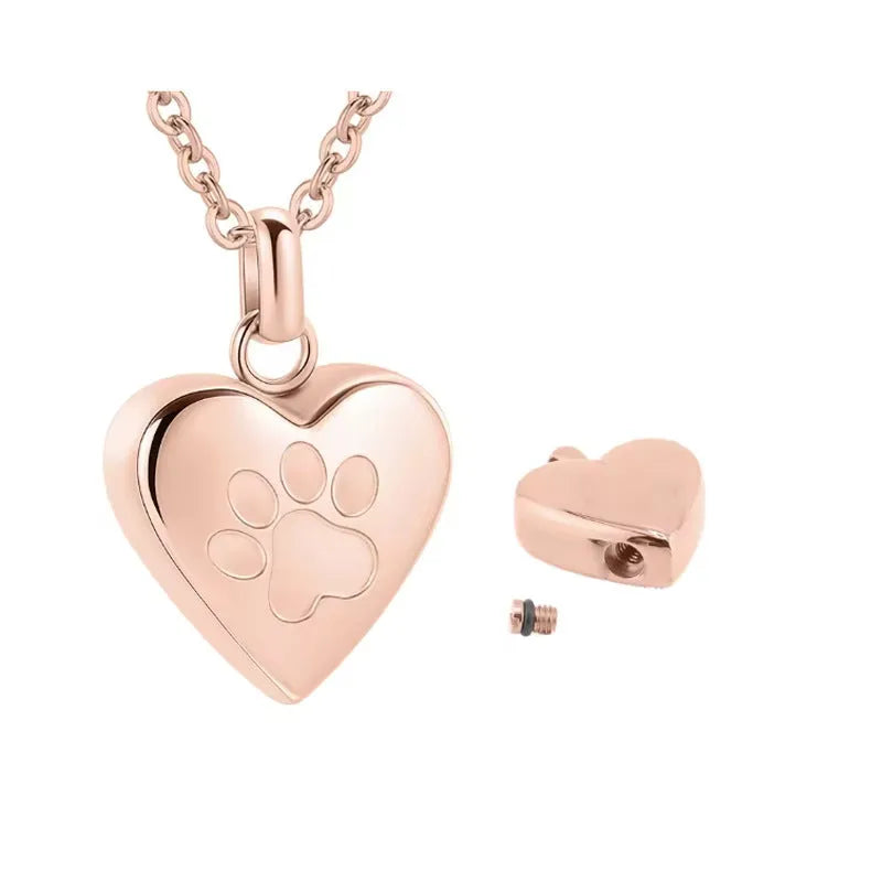 Simple openable heart casket necklace in titanium steel, shown on a chain.