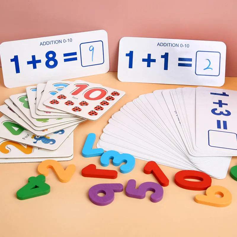 Wooden early childhood education toys in a colour box, educational aids for children