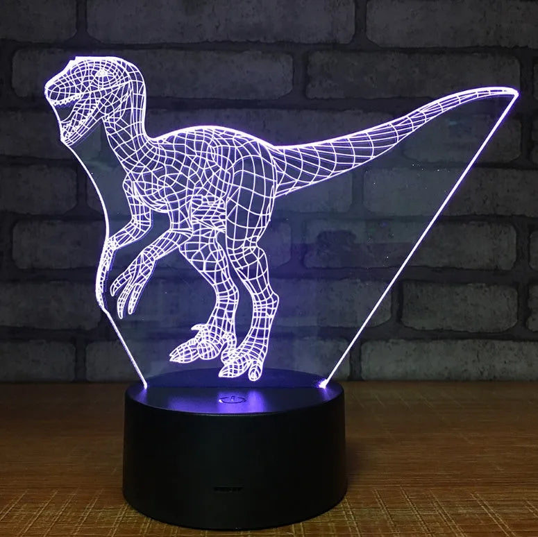 Cartoon 3D night light table lamp with seven colour changing modes, remote control, and acrylic panel on ABS base