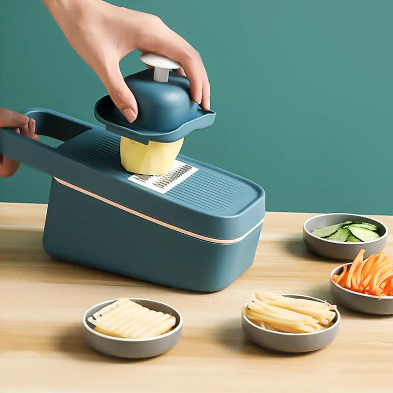 multi function kitchen cutter with plastic body and stainless steel blade for slicing vegetables