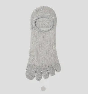 Modal five-finger boat socks in black, showing ultra-thin invisible design for low-cut shoes.