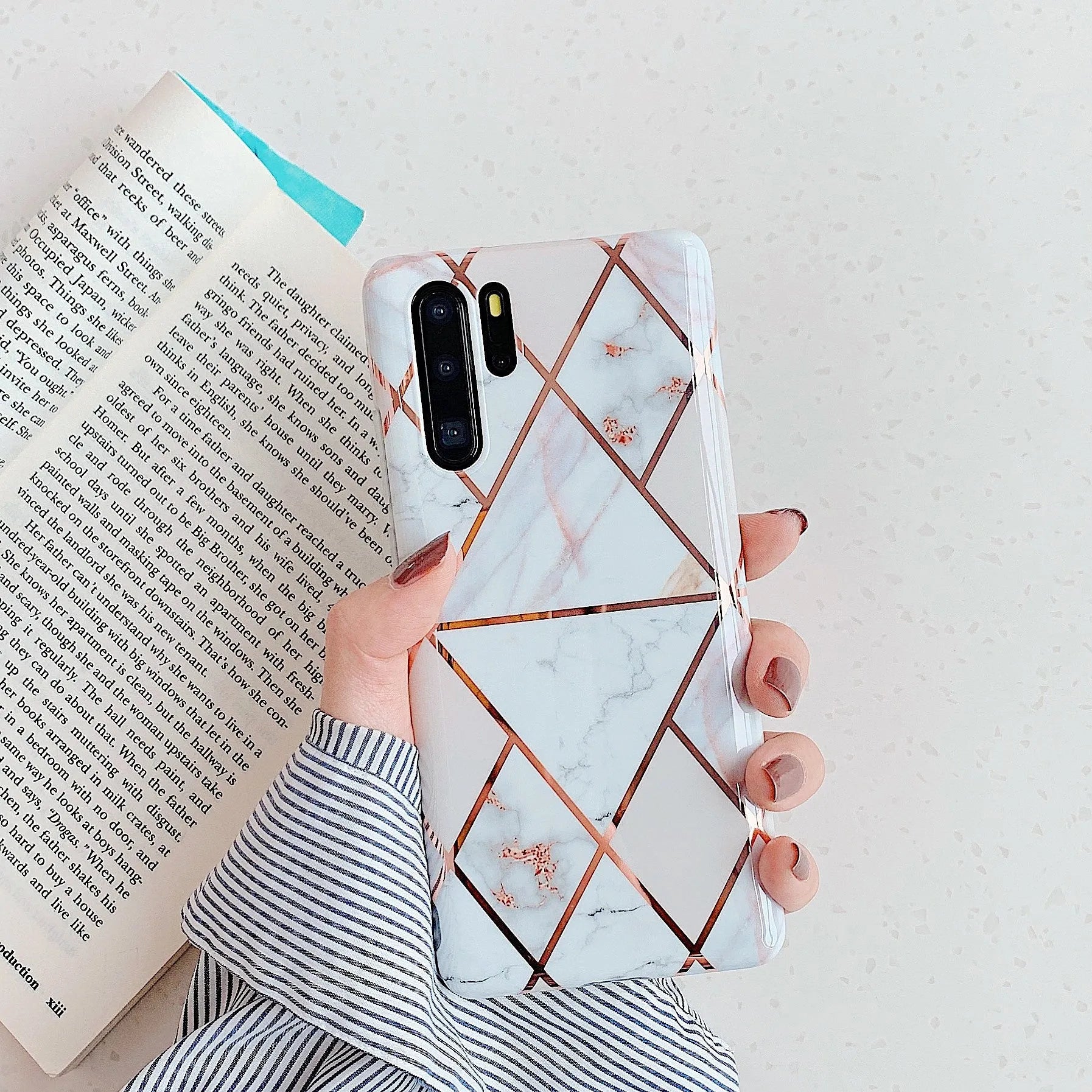 Electroplated marble pattern mobile phone case in TPU material for Huawei and Samsung smartphones