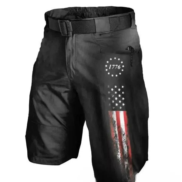3D digital print loose trendy men's shorts in polyester cotton blend, casual summer shorts, front view