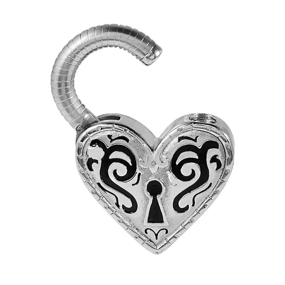 Heart-shaped stainless steel ear piercing stud with electroplated gold finish on white background