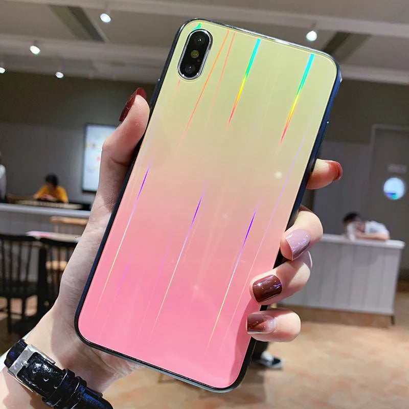 Gradient glass phone case with starry sky design back cover for Huawei models