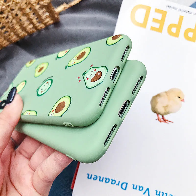 Avocado cartoon design TPU back cover phone case for Apple iPhone models