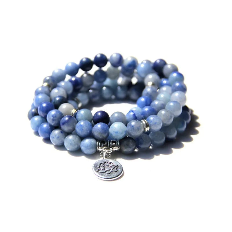 Women's vintage natural stone bracelet with a geometric lotus design in multiple colours.