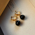 Gold plated tigereye geometric earrings for women in brown and black colours