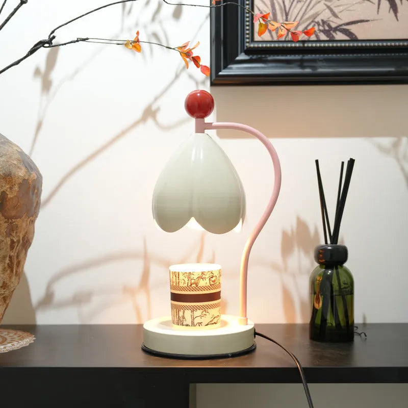 Ancient style fragrance desk lamp with metal holder in cream white or dark green colour