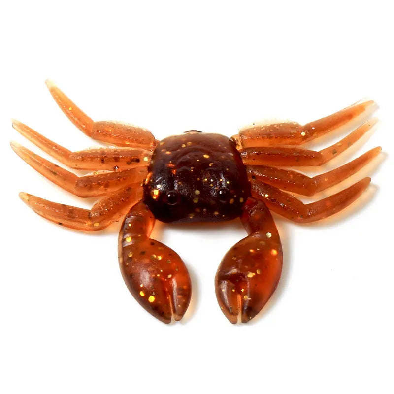 8cm PVC soft crab fishing lure in red and brown colour options