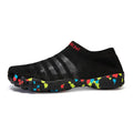 Men's camouflage flyknit water shoes with rubber sole and front lace-up closure